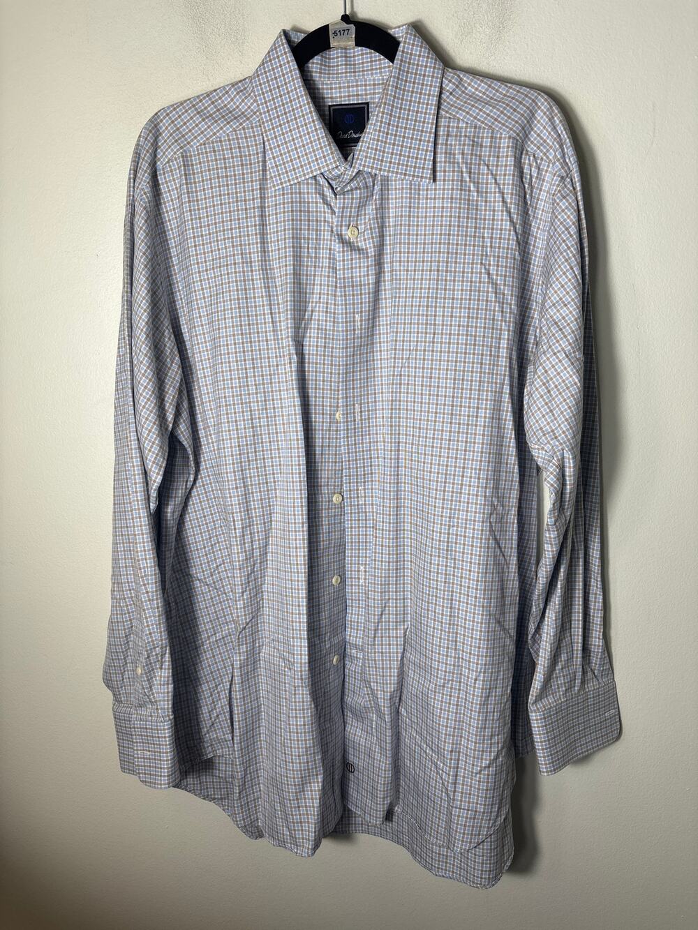 Mens David Donahue Brown and Blue Button Up Shirt Sz XL
